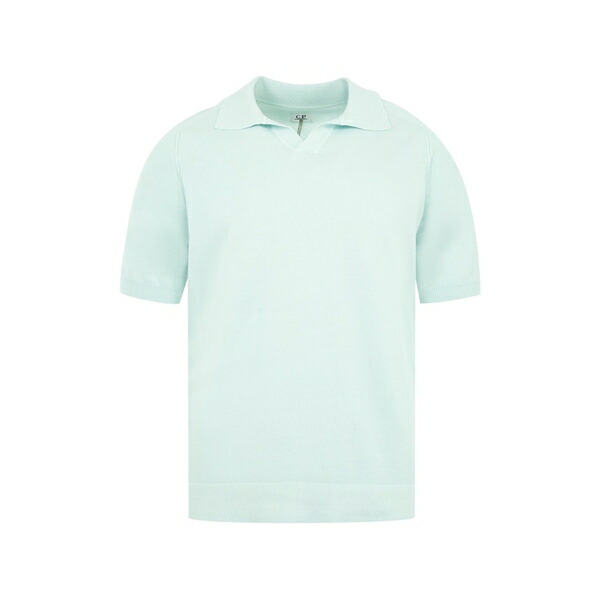 シーピーカンパニー メンズ ティーシャツ トップス Cotton-crepe knit polo-collar t-shirt Blue