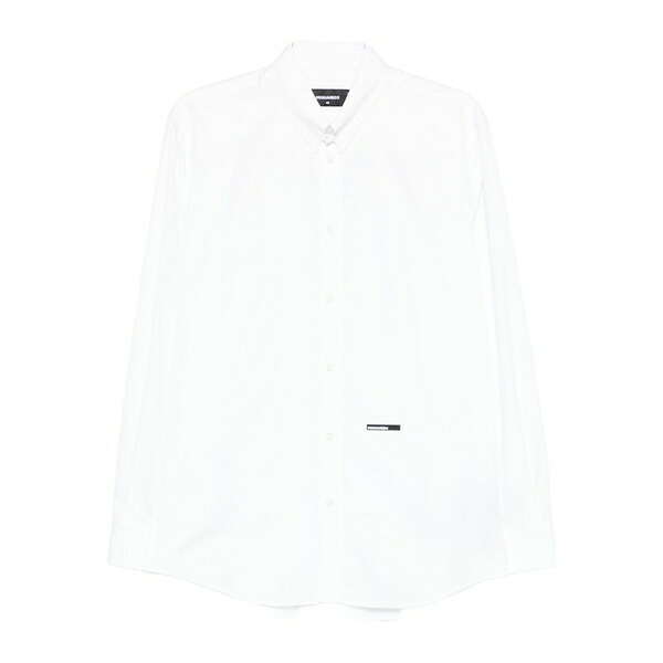 ディースクエアード メンズ プルオーバー トップス Logo-detail cotton shirt White