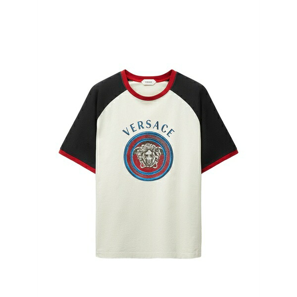 ヴェルサーチ メンズ ティーシャツ トップス Printed cotton-jersey regular t-shirt Neutrals