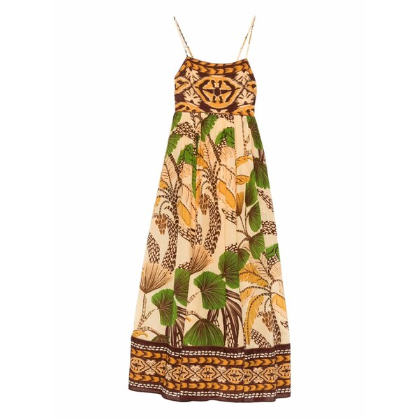 耕園 リオ レディース 衣裳 トップス Foliage sketch maxi dress Brown