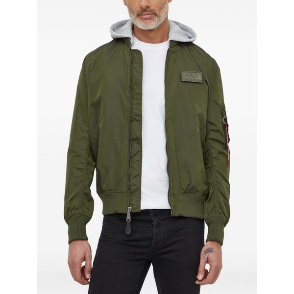 アルファインダストリーズ メンズ 上衣＆上衣 アウター Ma-1 tt hooded bomber jacket Green