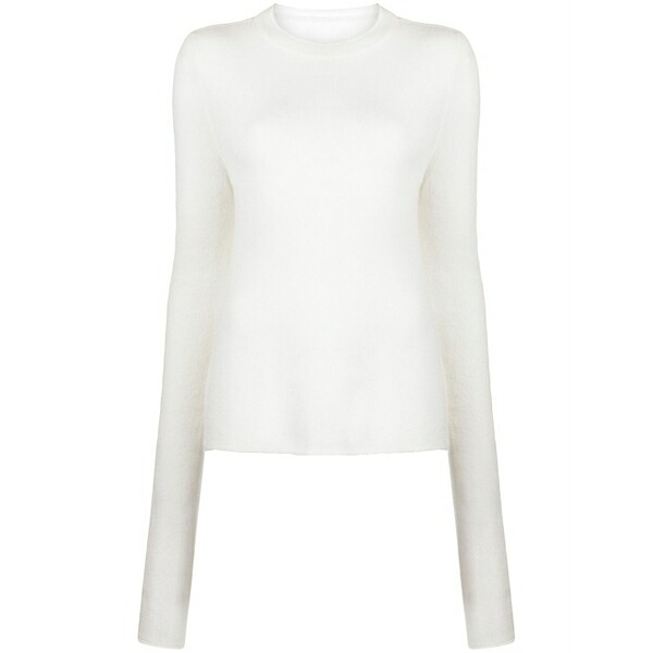 ファースト 古典派音楽 レディース 編み物\u0026プルオーバー アウター Semi-sheer fine-knit jumper White