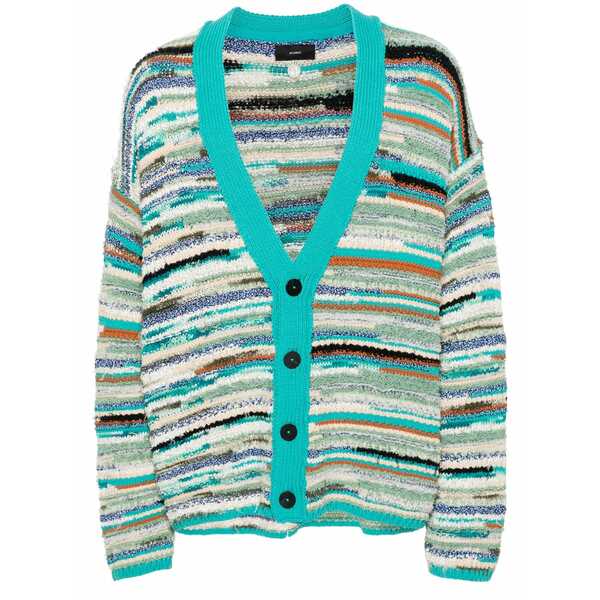 アラヌイ メンズ ジレー アウター Madurai striped cardigan Blue