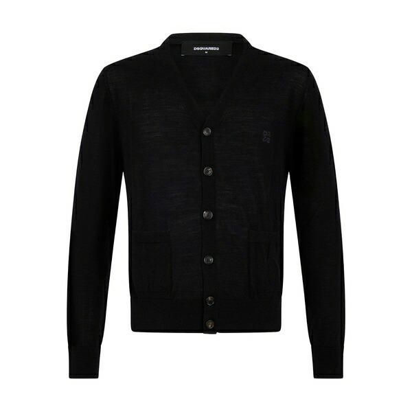 ディースクエアード メンズ ジレー アウター Knit cardigan Black