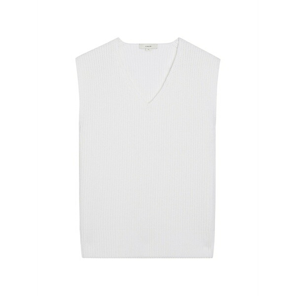 ヴィンス レディース カットソー トップス Ribbed-knit v-neck vest top White