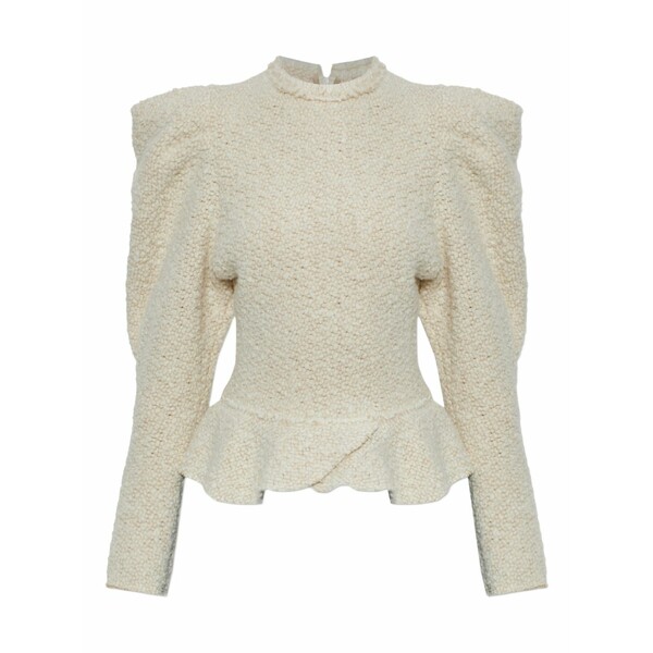 イザ呼びりん マラン レディース ティーシャツ トップス Giamili ruffled-hem puff-sleeve top Neutrals