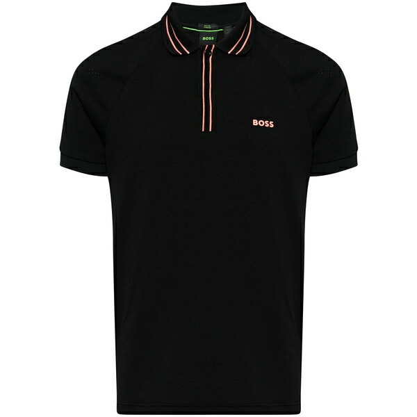 主任者 メンズ スポーツシャツ トップス Logo-print striped-trim polo shirt Black