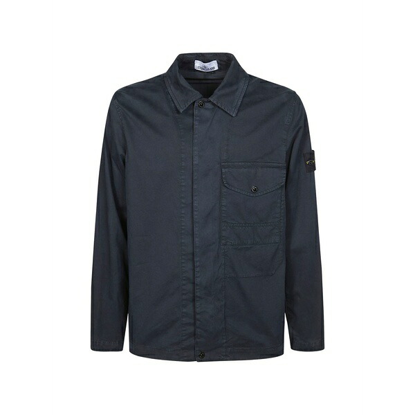 ストーンアイランド メンズ 上衣＆上衣 アウター Logo-patch shirt jacket Blue