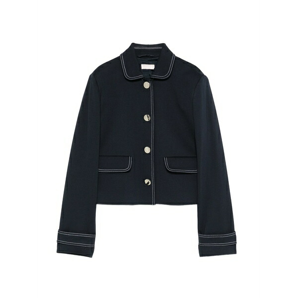 リュージョー レディース ジャケット&ブルゾン アウター Topstitch buttoned jacket Blue|asty