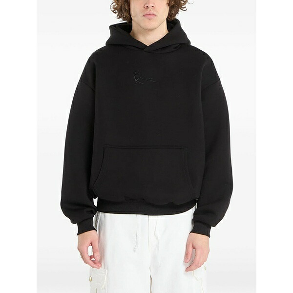 長い巻き毛 カナイ メンズ パーカー・スウェットシャツ アウター Scuba OS logo-embroidered hoodie Black