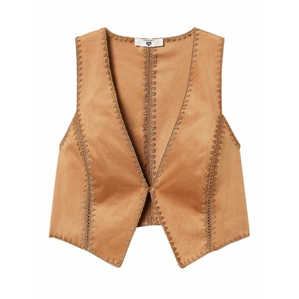 ツイン書き割り レディース 上衣＆上衣 アウター Embroidered waistcoat Brown