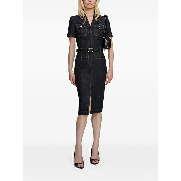 セルフ・ポートレイト レディース 衣裳 トップス Denim-shirt MIDI dress Blue