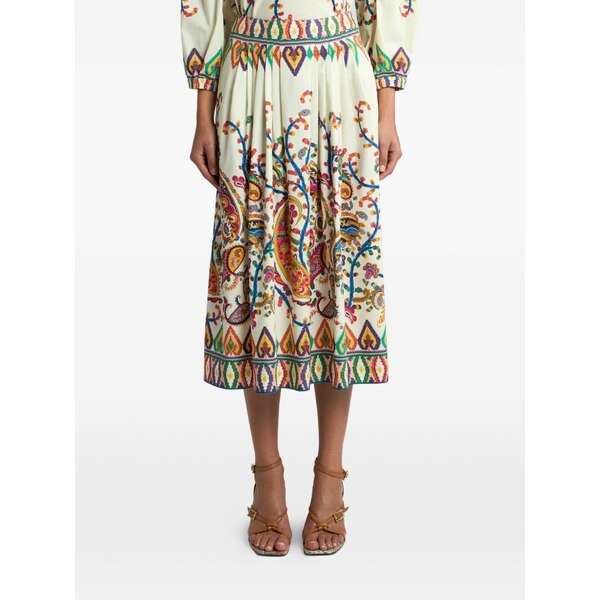 エトロ レディース スコート ボトムス Floral paisley-print pleated MIDI skirt Neutrals