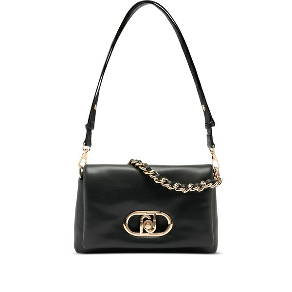 リュージョー レディース ショルダーバッグ バッグ Lapuffy medium chain strap logo shoulder bag Black|asty