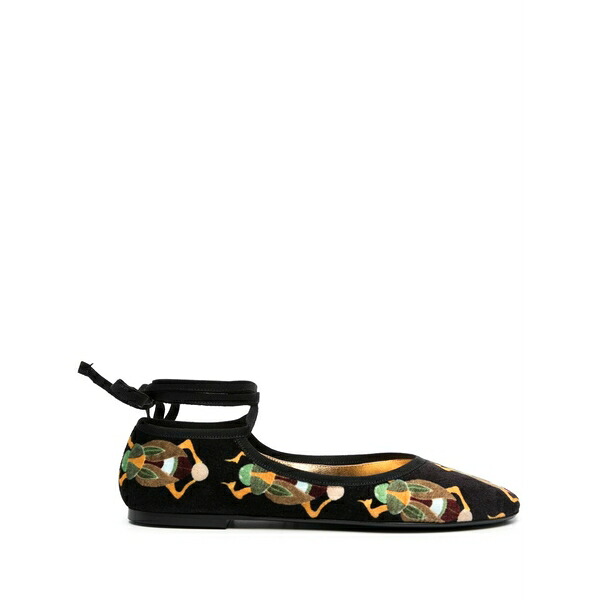 ラ・ダブル・ジェイ レディース サンダル シューズ Winter velvet ballerina shoes Black