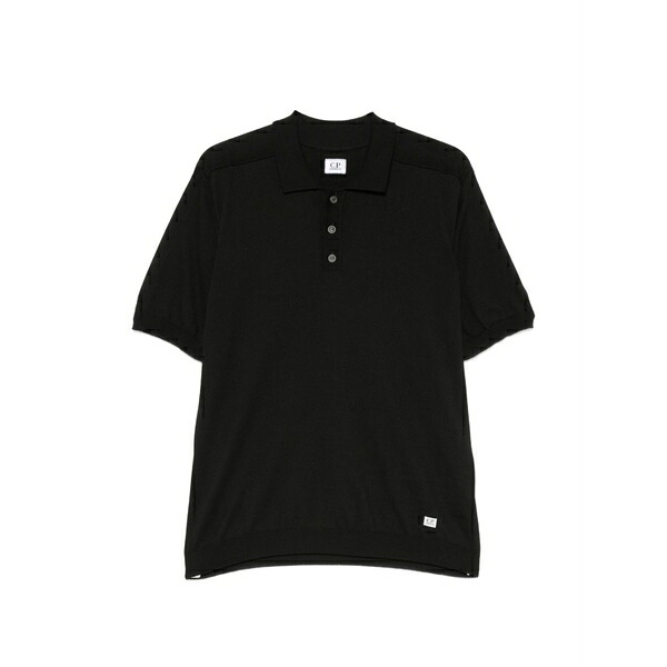 シーピーカンパニー メンズ スポーツシャツ トップス Boston logo-patch knitted polo shirt Black