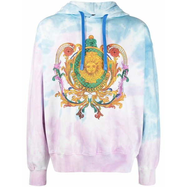 呼びりん探し回る メンズ パーカー・スウェットシャツ アウター Barocco-print tie-dye hoodie Blue
