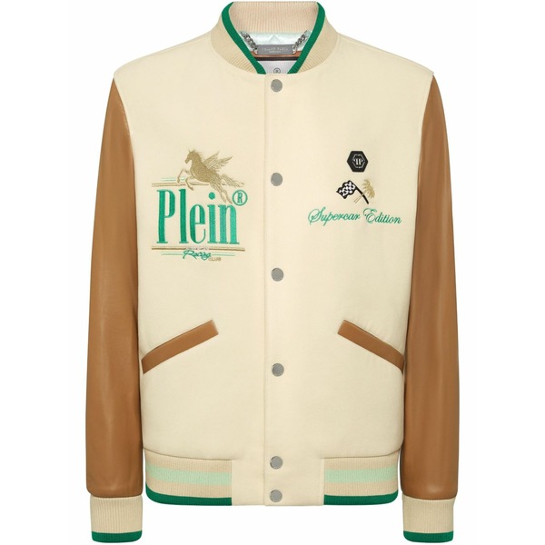 フィリップ飾り気のない メンズ 上衣＆上衣 アウター Racing club college bomber jacket Neutrals