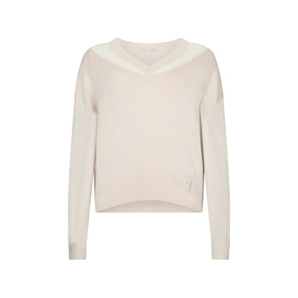リュージョー レディース 編み物\u0026ティーシャツ アウター V-neck logo-embellished sweater Neutrals