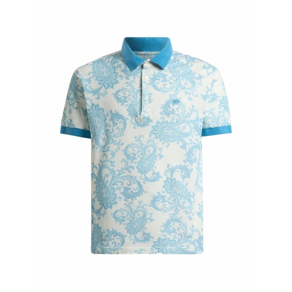 エトロ メンズ スポーツシャツ トップス Paisley-motif pique polo shirt Blue