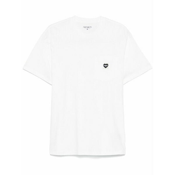 鉄道車両ハート型 メンズ ティーシャツ トップス Pocket heart t-shirt White