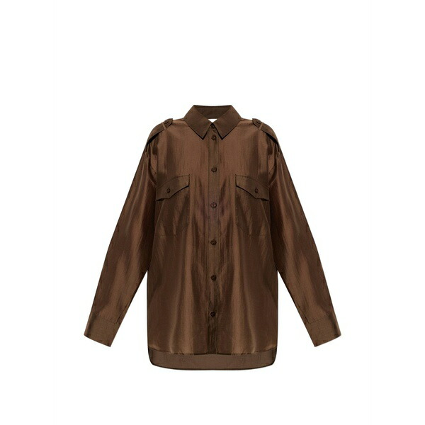 ゲタス レディース プルオーバー トップス Siora epaulette-detail chest-pocket shirt Brown