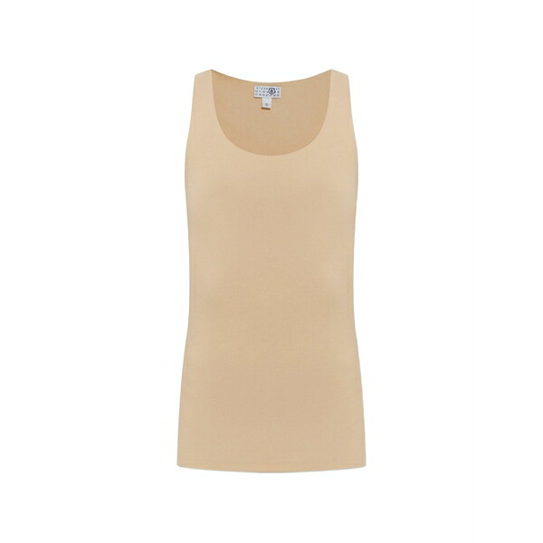 マルタンマルジェラ レディース カットソー トップス Logo-print scoop-neck tank top Neutrals