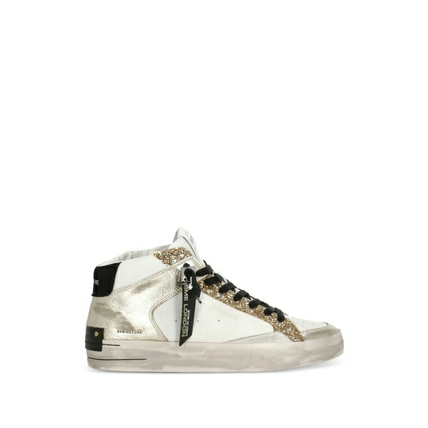 クライムロンドン レディース スニーカー シューズ Sk8 deluxe mid glitter embossed-logo leather sneakers White