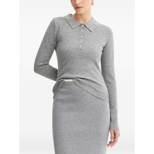 フラコミーナ レディース 編み物\u0026ティーシャツ アウター Embellished-collar sweater Grey