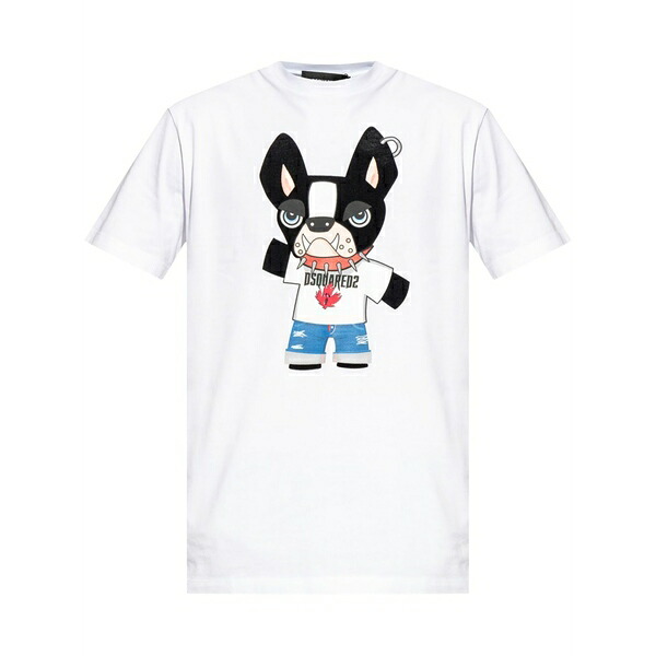 ディースクエアード メンズ プルオーバー トップス Graphic-print cotton t-shirt White