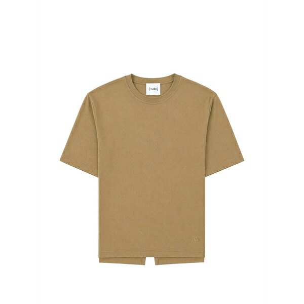 素っぽんぽん レディース ティーシャツ トップス Split-hem t-shirt Neutrals