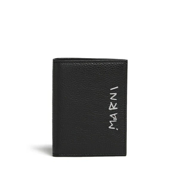 マルニ メンズ 金入れ 付属物 Logo-embroidered billfold wallet Black