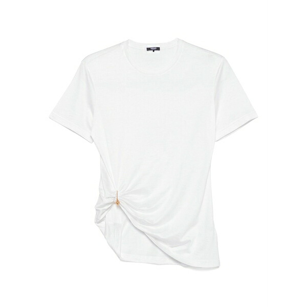 ヴェルサーチ レディース Tシャツ トップス Pin-drape t-shirt White｜asty