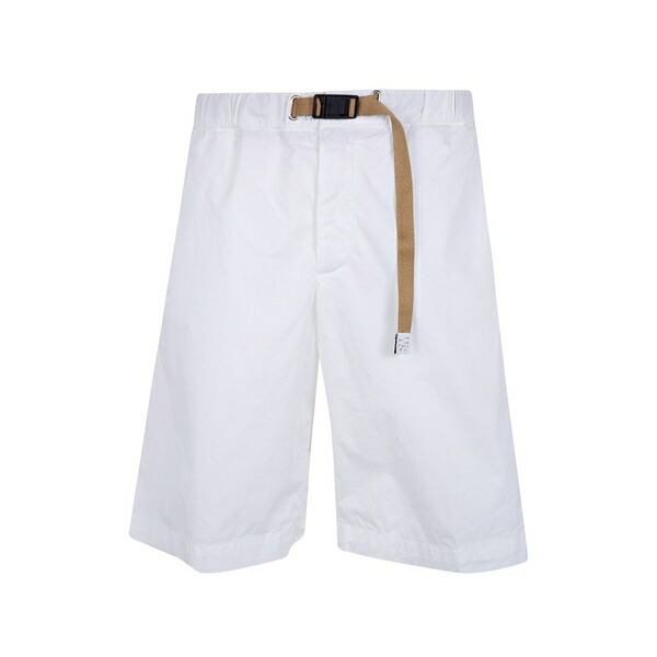白いこと砂子 メンズ 心地好いズボン下 ボトムス Belted cotton shorts  White
