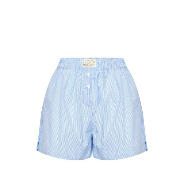 エムシーツーセイントバース レディース 心地よいズボン下 ボトムス Striped-pattern shorts Blue