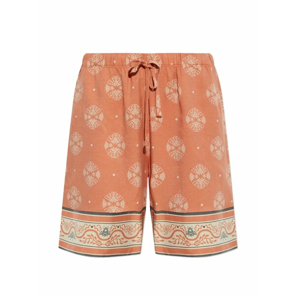 ハンロ レディース 心地よいズボン下 ボトムス Printed drawstring shorts Orange