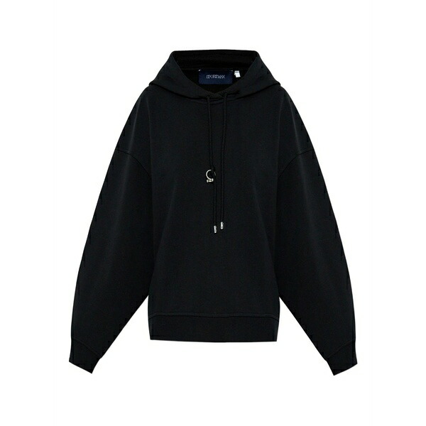 運動競技マックス レディース 編み物\u0026プルオーバー アウター Ring-detail drawstring hoodie Black