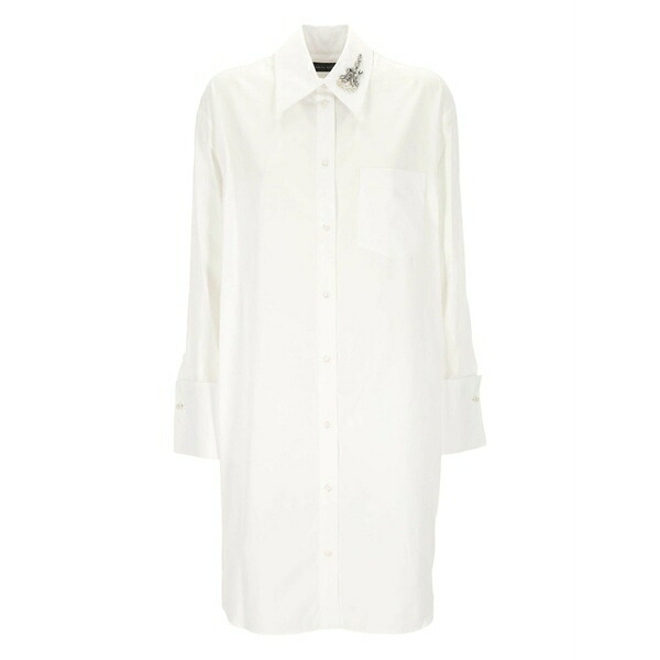 シモーネ・ロシャ レディース プルオーバー トップス Crystal-embellished long shirt White