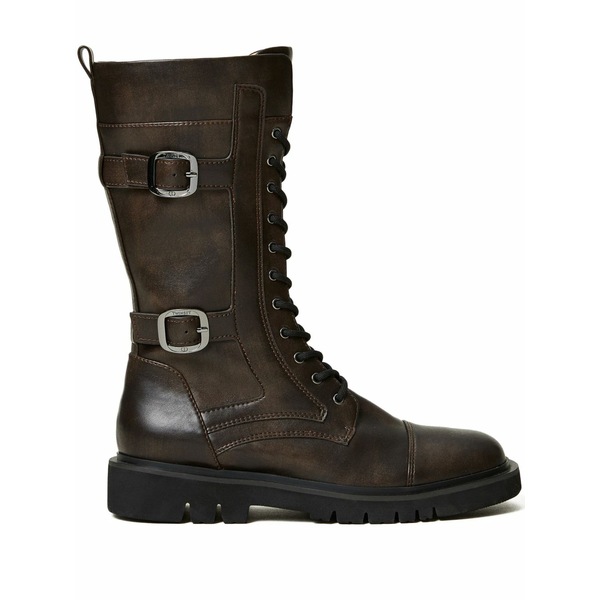 ツインセット レディース ブーツ シューズ Strap-embellished combat boots Brown｜asty 49,680円