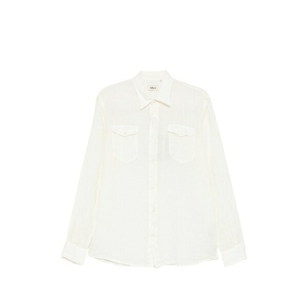アルテア メンズ プルオーバー トップス Dallas flap-pocket shirt White