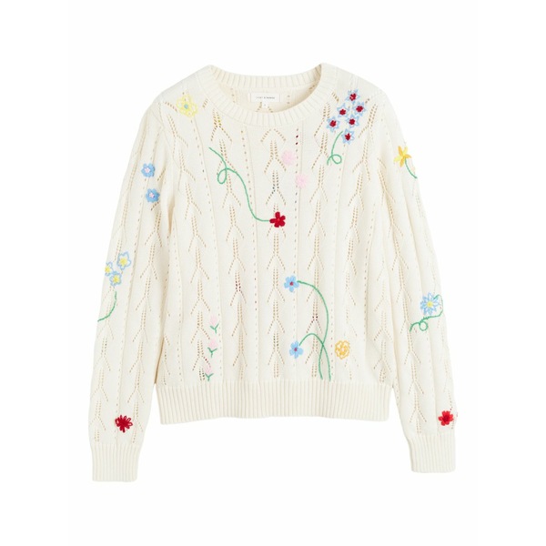 チンティアンドパーカー レディース 編み物\u0026ティーシャツ アウター Floral-embroidered sweater Neutrals