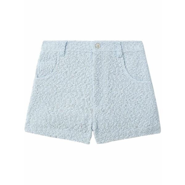 イロ レディース カジュアルパンツ ボトムス High-waisted tweed shorts Blue|asty