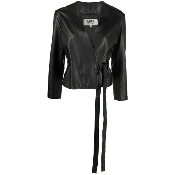 マルタンマルジェラ レディース 上衣＆上衣 アウター Wrap-style leather jacket Black