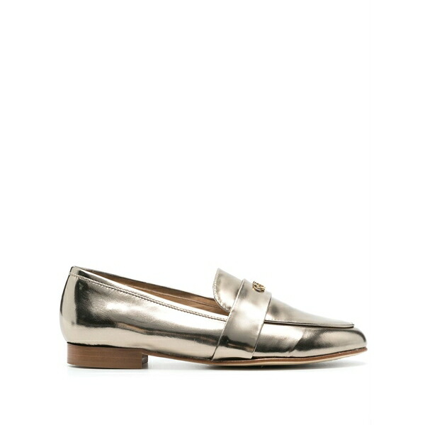 カサディ レディース スリッポン・ローファー シューズ Logo-plaque metallic loafers Gold