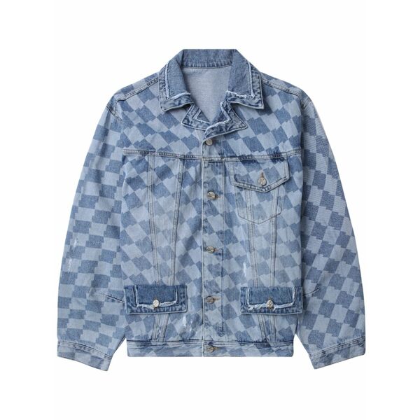 アーダーエラー レディース ジャケット＆ブルゾン アウター Check-pattern denim jacket Blue｜asty