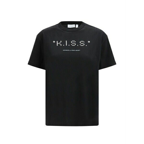 象牙色 レディース プルオーバー トップス Slogan-print t-shirt Black
