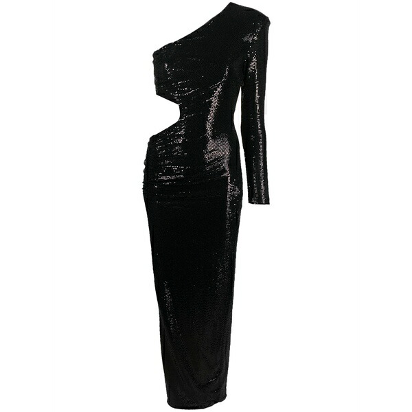 ニッサ レディース ワンピース トップス Metallic-finish one-shoulder dress Black｜asty