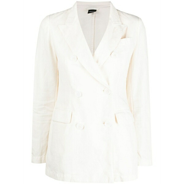 アスペジ レディース 厚地の外套 アウター Double-breasted short coat White コート・ジャケット-レディースファッション