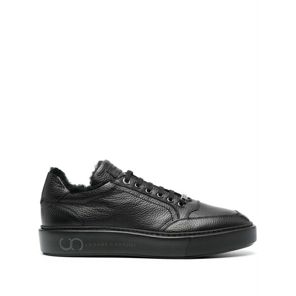 カサディ メンズ スニーカー シューズ Cervo leather sneakers Black