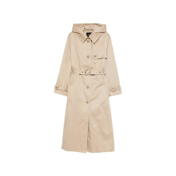 マージュ レディース 厚地の外套 アウター Belted hooded raincoat Neutrals